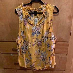 YELLOW FLORAL GEORGETTE TANK